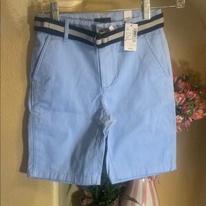 NWT The Children’s Place Boys Blue Shorts with Navy/White Belt Size 8